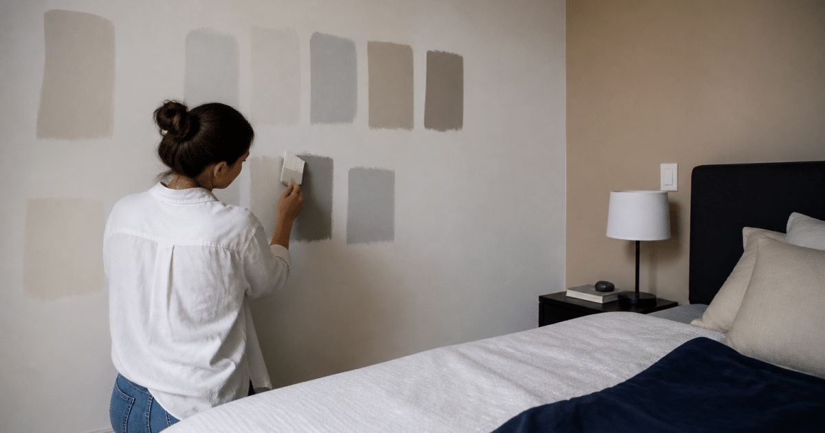 Nuancier peinture positions contre mur chambre moderne