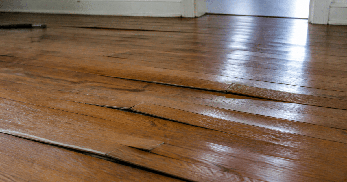 Plancher en bois gonfle et deforme par infiltration d'eau